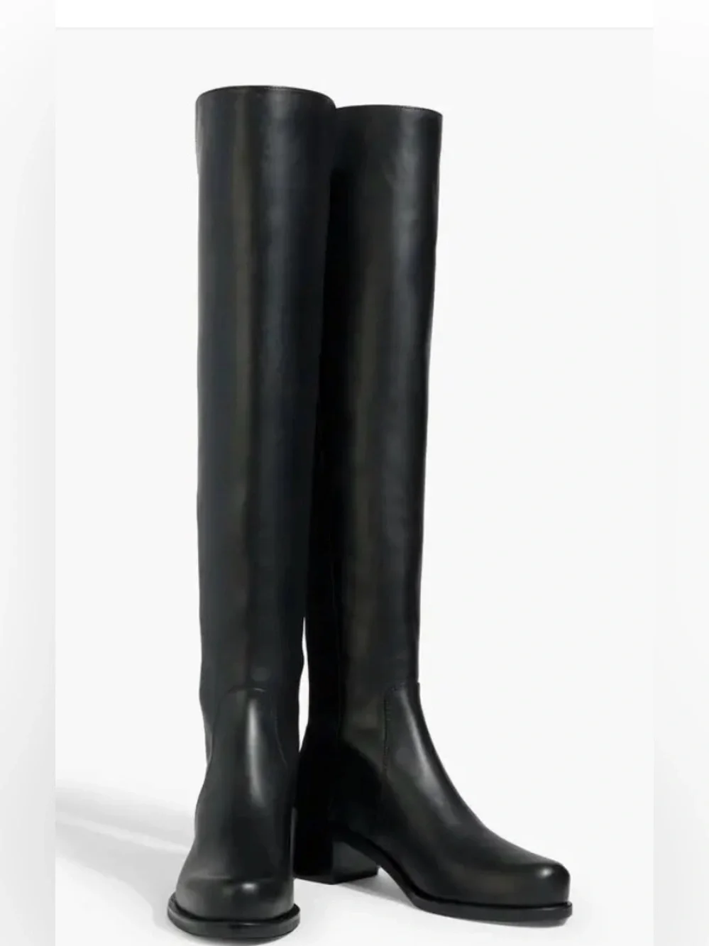 Stuart Weitzman Black Over-The-Knee Block Heel Boots